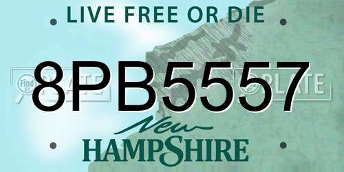 8PB5557 New Hampshire License Plate