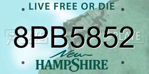 8PB5852 New Hampshire License Plate