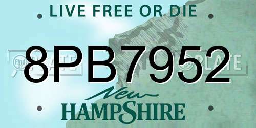 8PB7952 New Hampshire License Plate