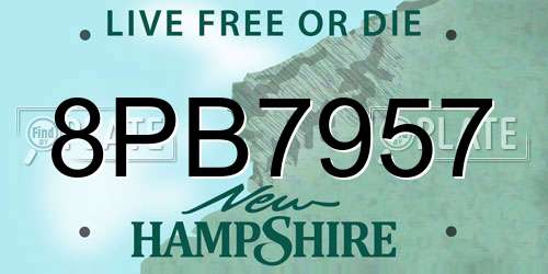 8PB7957 New Hampshire License Plate