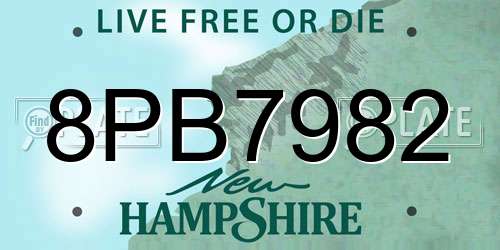 8PB7982 New Hampshire License Plate