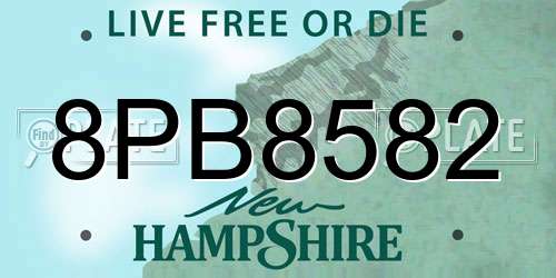 8PB8582 New Hampshire License Plate