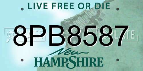 8PB8587 New Hampshire License Plate
