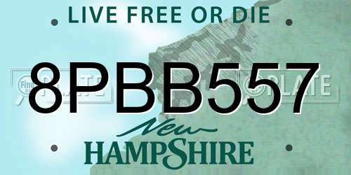 8PBB557 New Hampshire License Plate