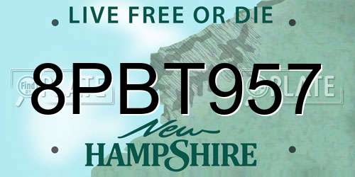 8PBT957 New Hampshire License Plate