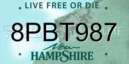 8PBT987 New Hampshire License Plate
