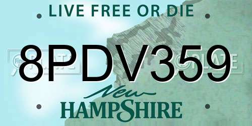 8PDV359 New Hampshire License Plate