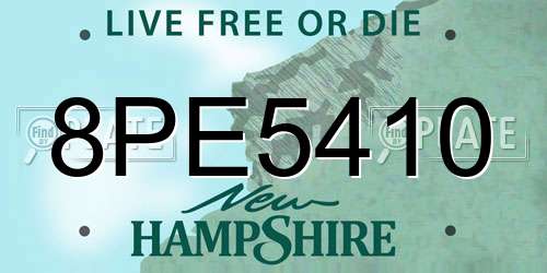 8PE5410 New Hampshire License Plate