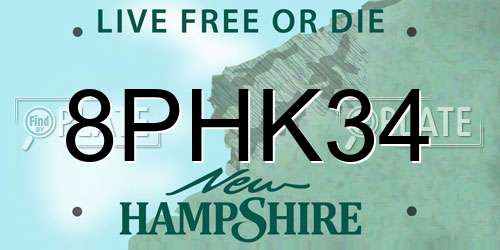 8PHK34 New Hampshire License Plate