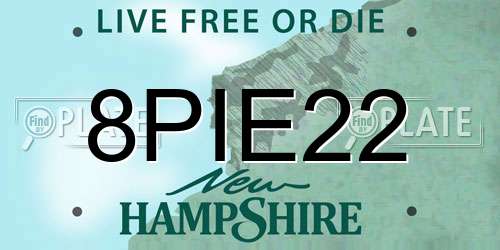 8PIE22 New Hampshire License Plate