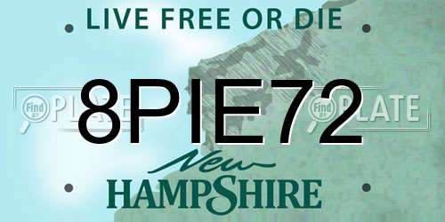 8PIE72 New Hampshire License Plate