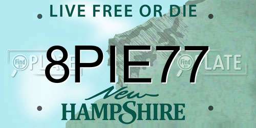 8PIE77 New Hampshire License Plate