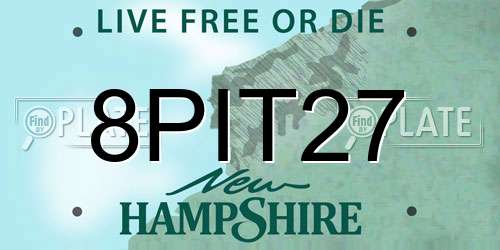 8PIT27 New Hampshire License Plate
