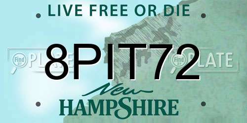 8PIT72 New Hampshire License Plate
