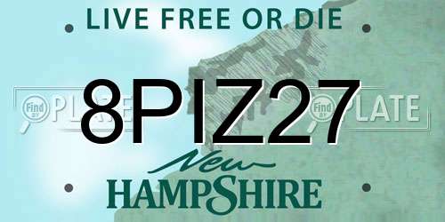 8PIZ27 New Hampshire License Plate