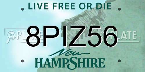 8PIZ56 New Hampshire License Plate