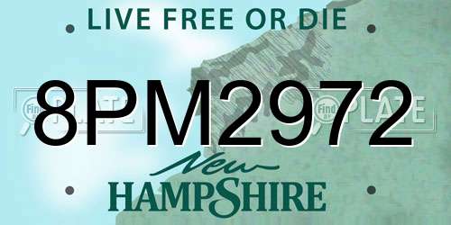 8PM2972 New Hampshire License Plate