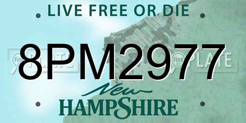 8PM2977 New Hampshire License Plate