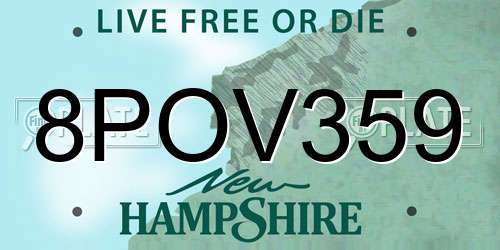 8POV359 New Hampshire License Plate