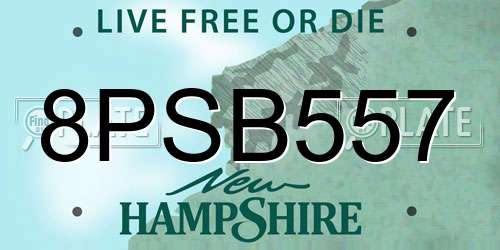8PSB557 New Hampshire License Plate