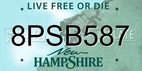 8PSB587 New Hampshire License Plate