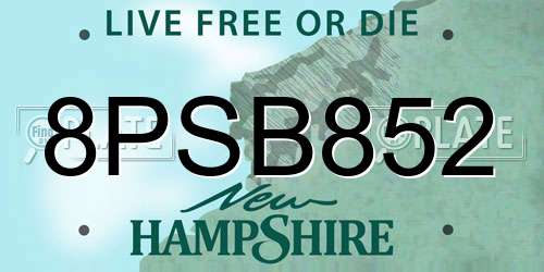 8PSB852 New Hampshire License Plate