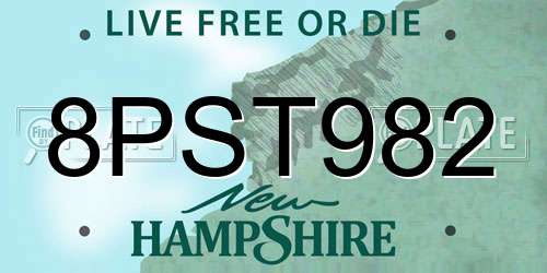 8PST982 New Hampshire License Plate