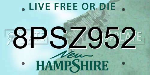 8PSZ952 New Hampshire License Plate