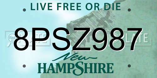 8PSZ987 New Hampshire License Plate