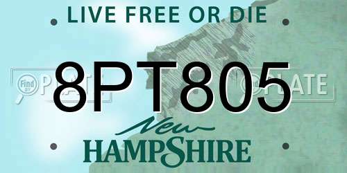 8PT805 New Hampshire License Plate
