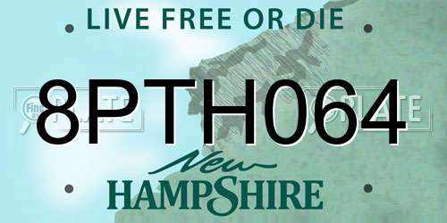 8PTH064 New Hampshire License Plate