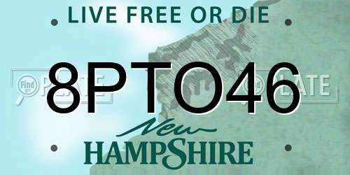 8PTO46 New Hampshire License Plate