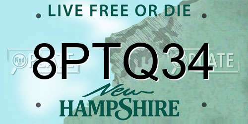 8PTQ34 New Hampshire License Plate