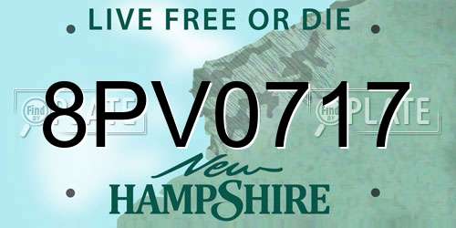 8PV0717 New Hampshire License Plate