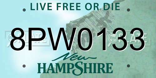 8PW0133 New Hampshire License Plate