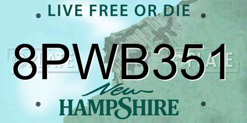 8PWB351 New Hampshire License Plate