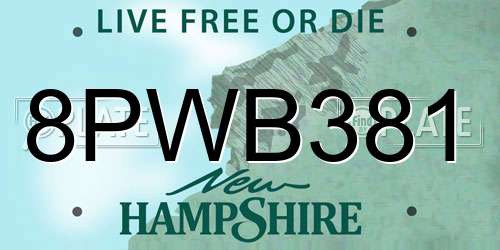 8PWB381 New Hampshire License Plate