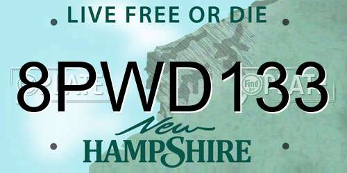 8PWD133 New Hampshire License Plate