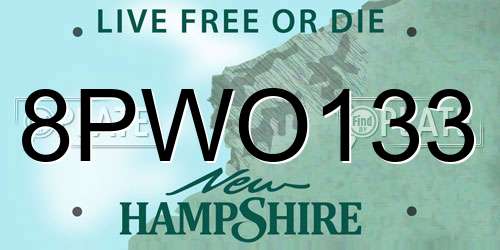 8PWO133 New Hampshire License Plate