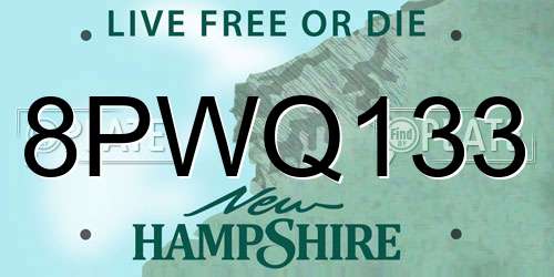 8PWQ133 New Hampshire License Plate