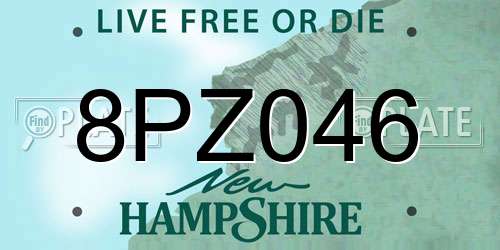 8PZ046 New Hampshire License Plate