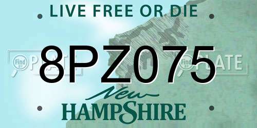 8PZ075 New Hampshire License Plate