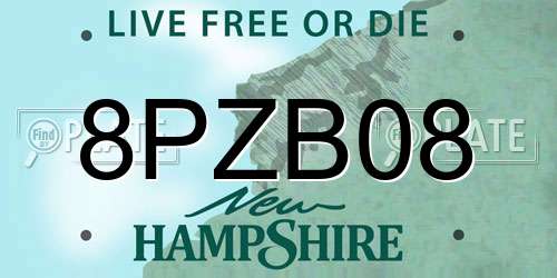 8PZB08 New Hampshire License Plate