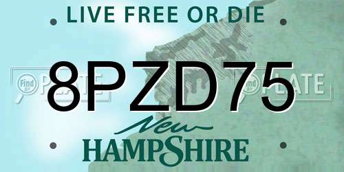 8PZD75 New Hampshire License Plate