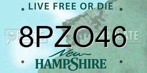 8PZO46 New Hampshire License Plate