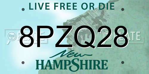 8PZQ28 New Hampshire License Plate