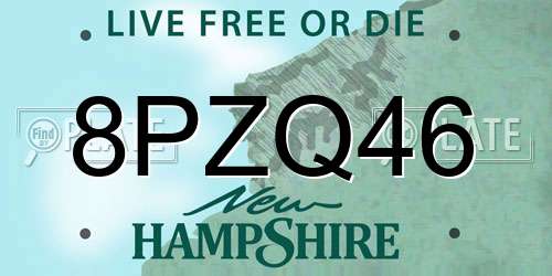 8PZQ46 New Hampshire License Plate