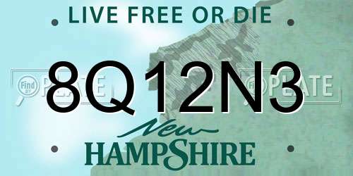 8Q12N3 New Hampshire License Plate
