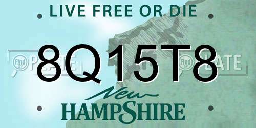 8Q15T8 New Hampshire License Plate