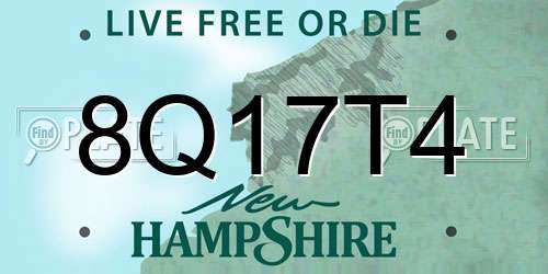 8Q17T4 New Hampshire License Plate